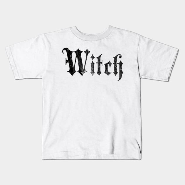 Witch - Black Gothic Design Kids T-Shirt by bumblefuzzies